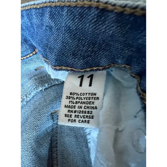 Madden NYC Junior's Patchwork ULTRA High Rise Flare Boot Cut Blue Jeans Sz 11 - Picture 9 of 10